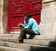 Student on Steps