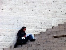 Student on Steps
